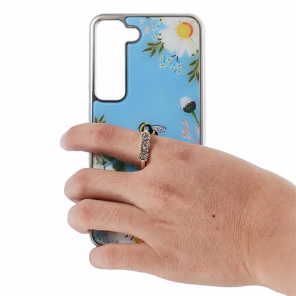 For Samsung Galaxy S23+ Case Electroplating IMD Pattern Kickstand PC+TPU Phone Cover