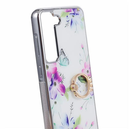 For Samsung Galaxy S23+ Case Electroplating IMD Pattern Kickstand PC+TPU Phone Cover