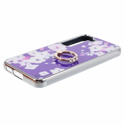 For Samsung Galaxy S23+ Case Electroplating IMD Pattern Kickstand PC+TPU Phone Cover