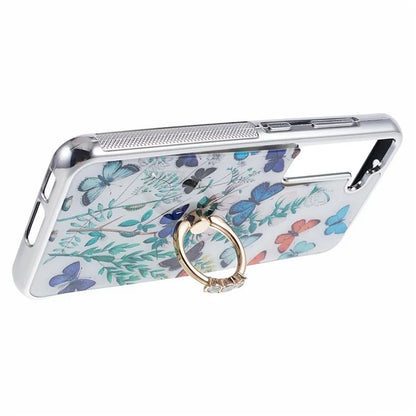 For Samsung Galaxy S23+ Case Electroplating IMD Pattern Kickstand PC+TPU Phone Cover