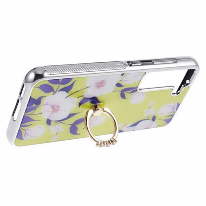 For Samsung Galaxy S23+ Case Electroplating IMD Pattern Kickstand PC+TPU Phone Cover