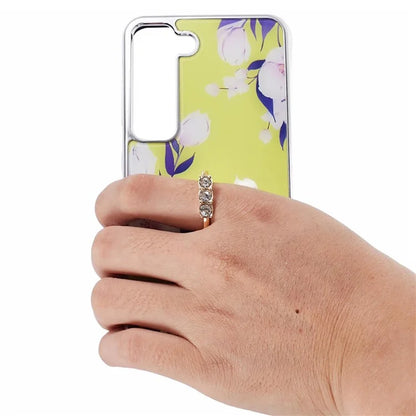 For Samsung Galaxy S23+ Case Electroplating IMD Pattern Kickstand PC+TPU Phone Cover