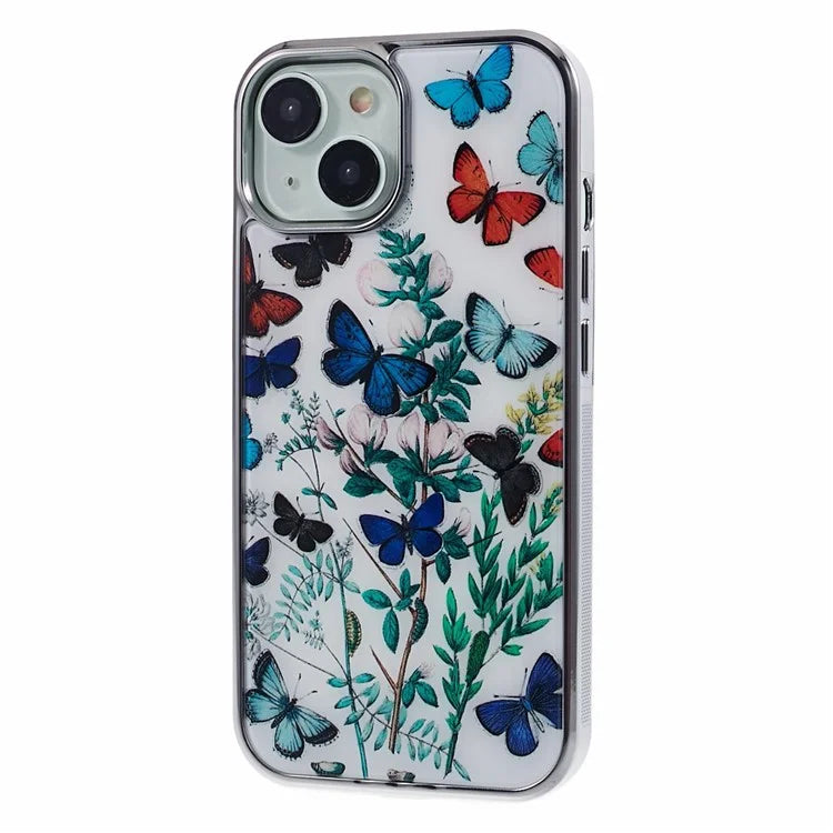 For iPhone 15 Case Electroplating IMD Anti-Drop PC+TPU Cell Phone Cover