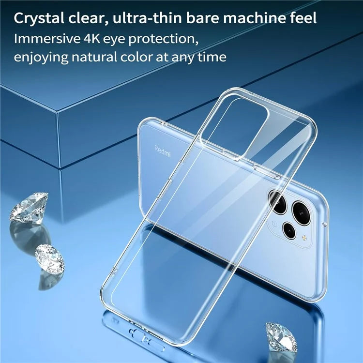 For Xiaomi Redmi 12 4G Clear Case TPU Phone Cover + 2PCS 2.5D Arc Tempered Glass Film
