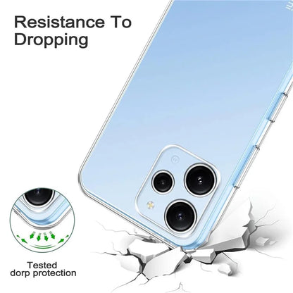 For Xiaomi Redmi 12 4G Clear Case TPU Phone Cover + 2PCS 2.5D Arc Tempered Glass Film