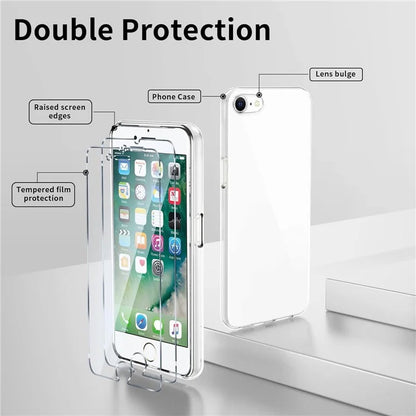 Clear TPU Phone Cover for iPhone 7 / 8 / SE (2020) / SE (2022) Case + 2PCS 2.5D Arc Tempered Glass Screen Protector