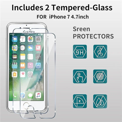 Clear TPU Phone Cover for iPhone 7 / 8 / SE (2020) / SE (2022) Case + 2PCS 2.5D Arc Tempered Glass Screen Protector