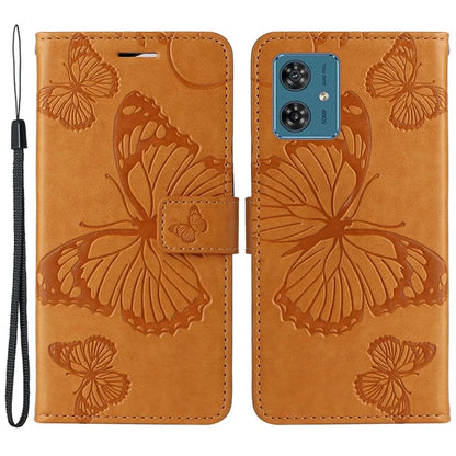 KT Imprinting Flower Series-2 For Motorola Moto G54 5G Case Leather Wallet Stand Imprinted Butterfly Phone Cover