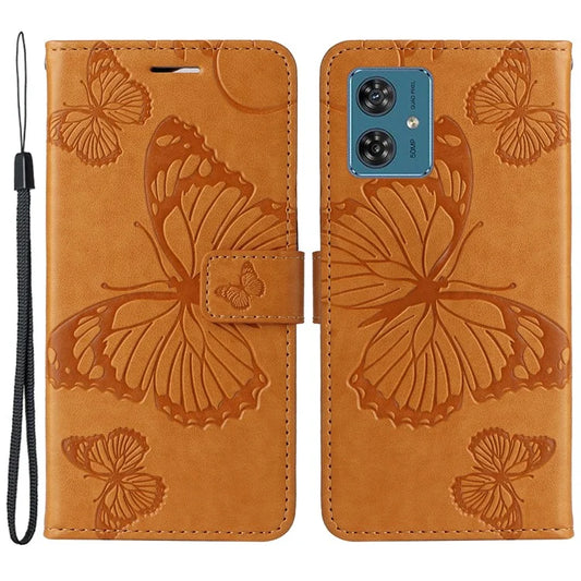 KT Imprinting Flower Series-2 For Motorola Moto G54 5G Case Leather Wallet Stand Imprinted Butterfly Phone Cover