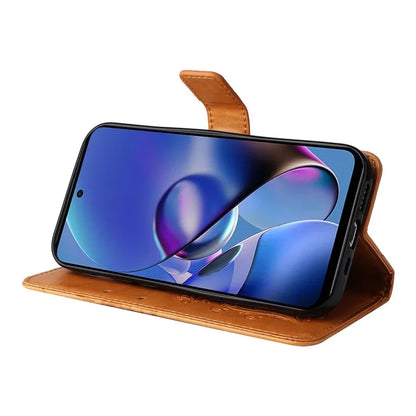 KT Imprinting Flower Series-2 For Motorola Moto G54 5G Case Leather Wallet Stand Imprinted Butterfly Phone Cover