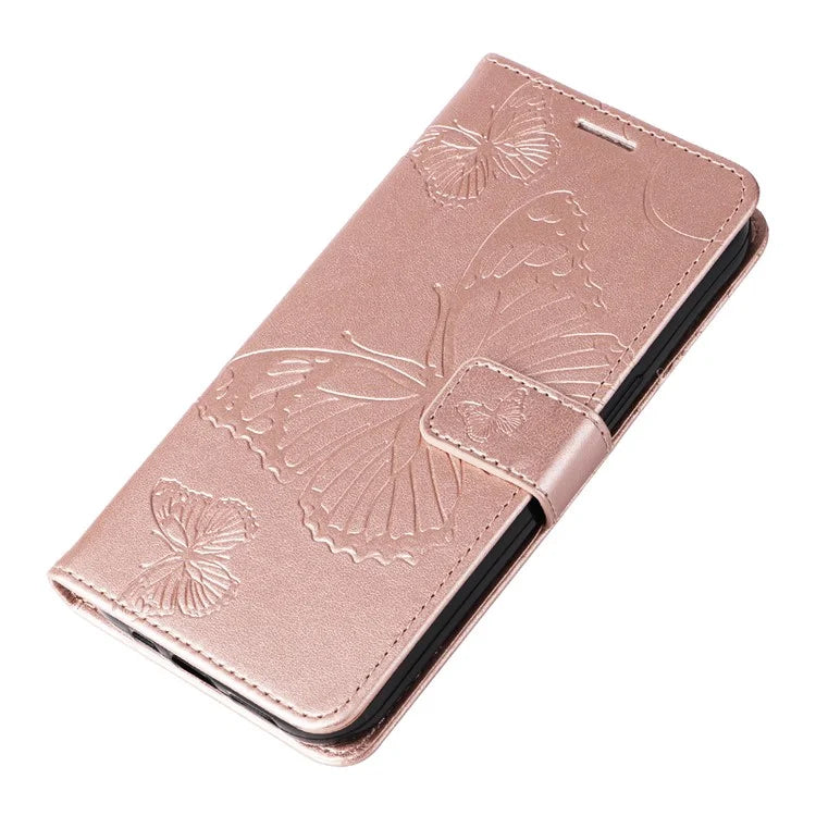 KT Imprinting Flower Series-2 For Motorola Moto G54 5G Case Leather Wallet Stand Imprinted Butterfly Phone Cover