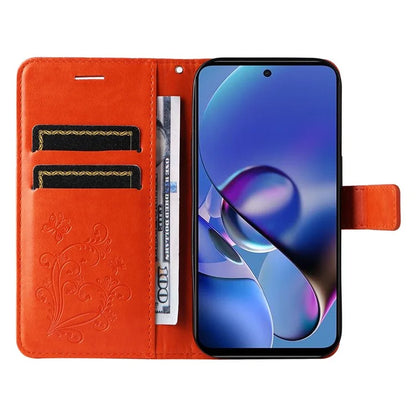 KT Imprinting Flower Series-2 For Motorola Moto G54 5G Case Leather Wallet Stand Imprinted Butterfly Phone Cover