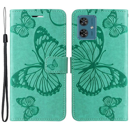 KT Imprinting Flower Series-2 For Motorola Moto G54 5G Case Leather Wallet Stand Imprinted Butterfly Phone Cover