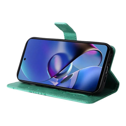 KT Imprinting Flower Series-2 For Motorola Moto G54 5G Case Leather Wallet Stand Imprinted Butterfly Phone Cover