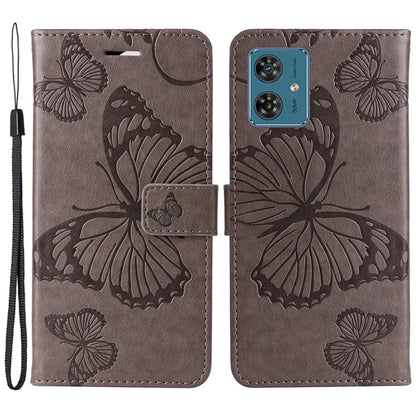 KT Imprinting Flower Series-2 For Motorola Moto G54 5G Case Leather Wallet Stand Imprinted Butterfly Phone Cover