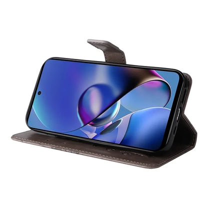KT Imprinting Flower Series-2 For Motorola Moto G54 5G Case Leather Wallet Stand Imprinted Butterfly Phone Cover