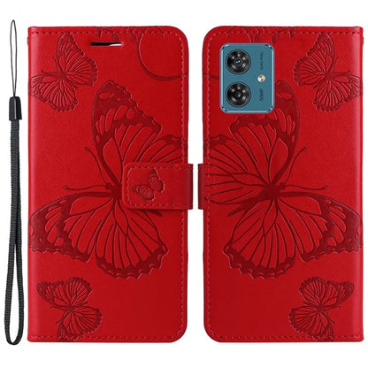 KT Imprinting Flower Series-2 For Motorola Moto G54 5G Case Leather Wallet Stand Imprinted Butterfly Phone Cover