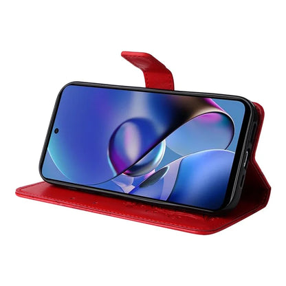 KT Imprinting Flower Series-2 For Motorola Moto G54 5G Case Leather Wallet Stand Imprinted Butterfly Phone Cover