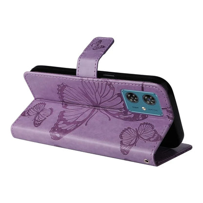 KT Imprinting Flower Series-2 For Motorola Moto G54 5G Case Leather Wallet Stand Imprinted Butterfly Phone Cover