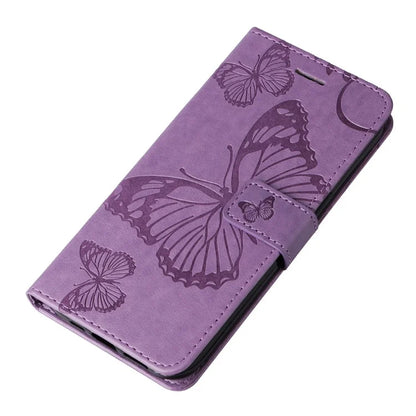 KT Imprinting Flower Series-2 For Motorola Moto G54 5G Case Leather Wallet Stand Imprinted Butterfly Phone Cover