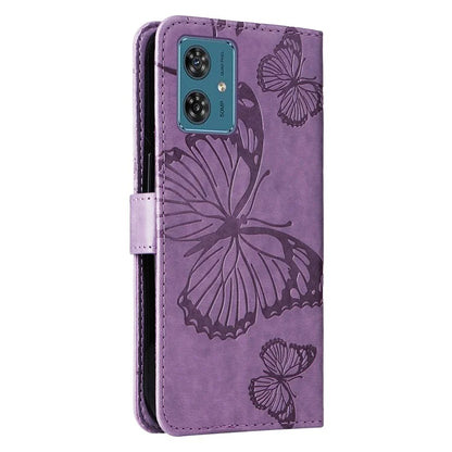 KT Imprinting Flower Series-2 For Motorola Moto G54 5G Case Leather Wallet Stand Imprinted Butterfly Phone Cover