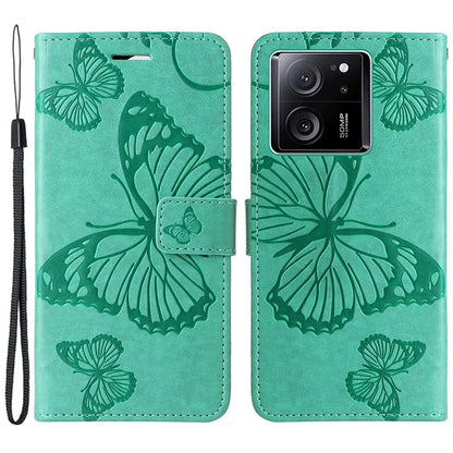 KT Imprinting Flower Series-2 For Xiaomi 13T / 13T Pro / Redmi K60 Ultra Cover Butterfly Imprint PU Leather Phone Case