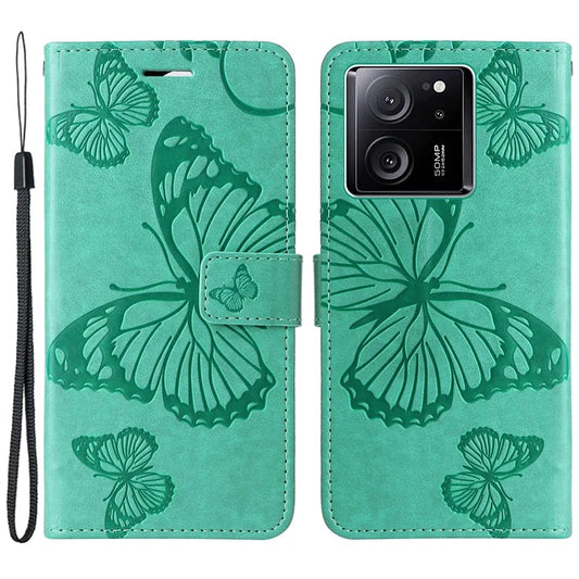 KT Imprinting Flower Series-2 For Xiaomi 13T / 13T Pro / Redmi K60 Ultra Cover Butterfly Imprint PU Leather Phone Case