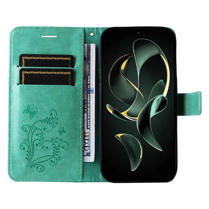 KT Imprinting Flower Series-2 For Xiaomi 13T / 13T Pro / Redmi K60 Ultra Cover Butterfly Imprint PU Leather Phone Case