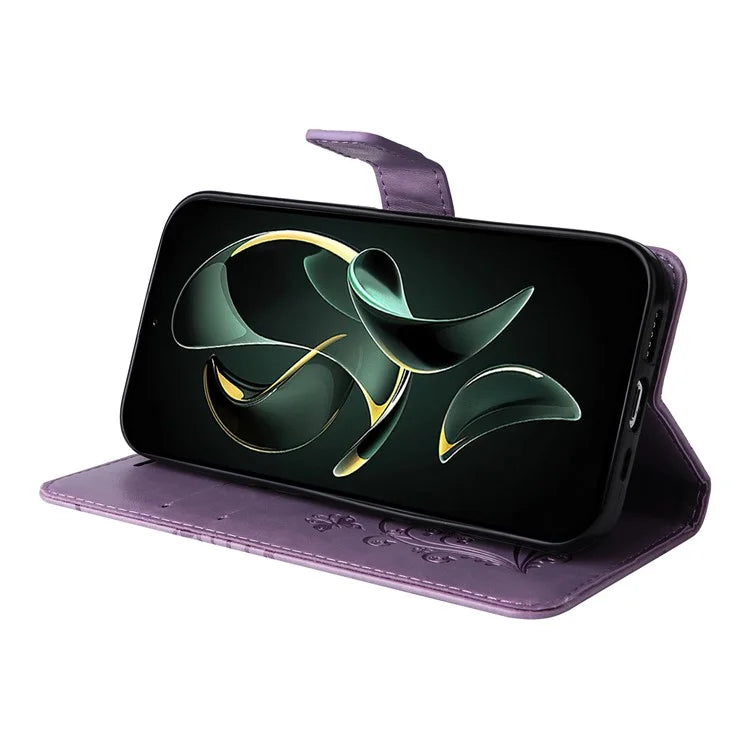 KT Imprinting Flower Series-2 For Xiaomi 13T / 13T Pro / Redmi K60 Ultra Cover Butterfly Imprint PU Leather Phone Case