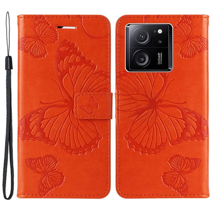 KT Imprinting Flower Series-2 For Xiaomi 13T / 13T Pro / Redmi K60 Ultra Cover Butterfly Imprint PU Leather Phone Case