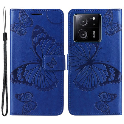 KT Imprinting Flower Series-2 For Xiaomi 13T / 13T Pro / Redmi K60 Ultra Cover Butterfly Imprint PU Leather Phone Case