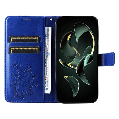 KT Imprinting Flower Series-2 For Xiaomi 13T / 13T Pro / Redmi K60 Ultra Cover Butterfly Imprint PU Leather Phone Case