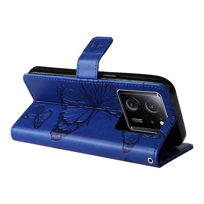 KT Imprinting Flower Series-2 For Xiaomi 13T / 13T Pro / Redmi K60 Ultra Cover Butterfly Imprint PU Leather Phone Case
