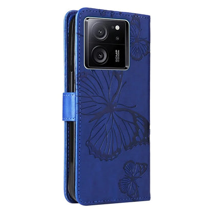 KT Imprinting Flower Series-2 For Xiaomi 13T / 13T Pro / Redmi K60 Ultra Cover Butterfly Imprint PU Leather Phone Case