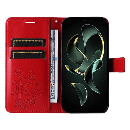 KT Imprinting Flower Series-2 For Xiaomi 13T / 13T Pro / Redmi K60 Ultra Cover Butterfly Imprint PU Leather Phone Case