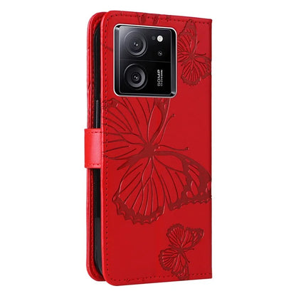 KT Imprinting Flower Series-2 For Xiaomi 13T / 13T Pro / Redmi K60 Ultra Cover Butterfly Imprint PU Leather Phone Case