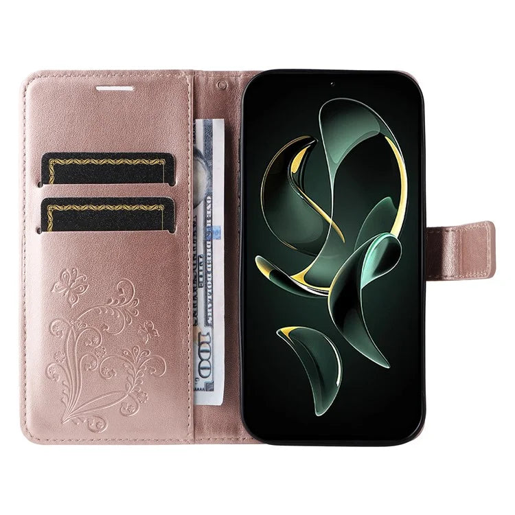 KT Imprinting Flower Series-2 For Xiaomi 13T / 13T Pro / Redmi K60 Ultra Cover Butterfly Imprint PU Leather Phone Case