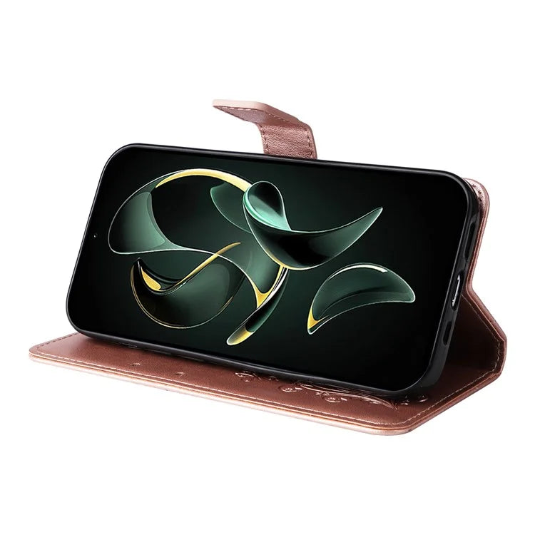KT Imprinting Flower Series-2 For Xiaomi 13T / 13T Pro / Redmi K60 Ultra Cover Butterfly Imprint PU Leather Phone Case