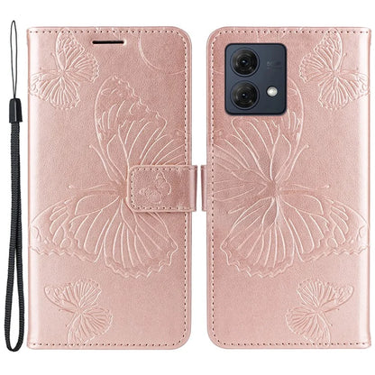 KT Imprinting Flower Series-2 For Motorola Moto G84 5G Case PU Leather Wallet Stand Butterfly Imprint Cell Phone Cover