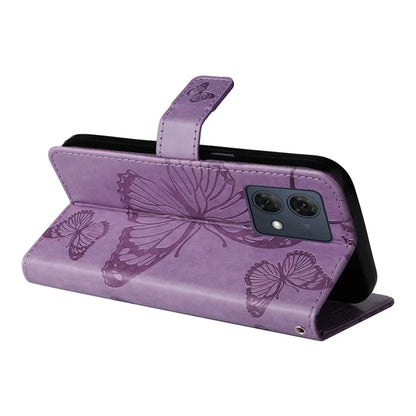 KT Imprinting Flower Series-2 For Motorola Moto G84 5G Case PU Leather Wallet Stand Butterfly Imprint Cell Phone Cover