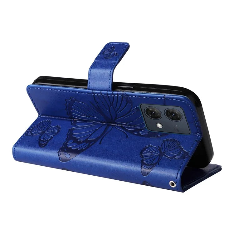 KT Imprinting Flower Series-2 For Motorola Moto G84 5G Case PU Leather Wallet Stand Butterfly Imprint Cell Phone Cover