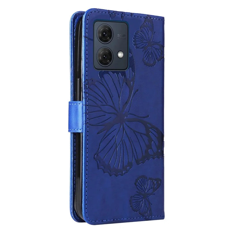 KT Imprinting Flower Series-2 For Motorola Moto G84 5G Case PU Leather Wallet Stand Butterfly Imprint Cell Phone Cover