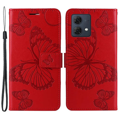 KT Imprinting Flower Series-2 For Motorola Moto G84 5G Case PU Leather Wallet Stand Butterfly Imprint Cell Phone Cover