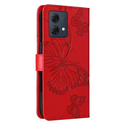 KT Imprinting Flower Series-2 For Motorola Moto G84 5G Case PU Leather Wallet Stand Butterfly Imprint Cell Phone Cover