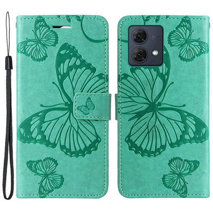 KT Imprinting Flower Series-2 For Motorola Moto G84 5G Case PU Leather Wallet Stand Butterfly Imprint Cell Phone Cover