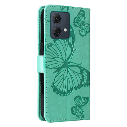 KT Imprinting Flower Series-2 For Motorola Moto G84 5G Case PU Leather Wallet Stand Butterfly Imprint Cell Phone Cover