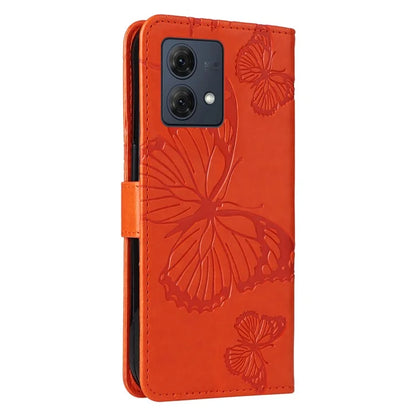 KT Imprinting Flower Series-2 For Motorola Moto G84 5G Case PU Leather Wallet Stand Butterfly Imprint Cell Phone Cover