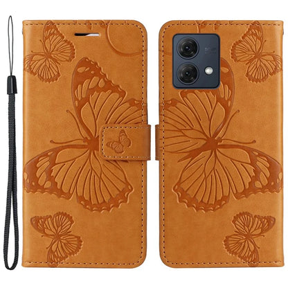 KT Imprinting Flower Series-2 For Motorola Moto G84 5G Case PU Leather Wallet Stand Butterfly Imprint Cell Phone Cover