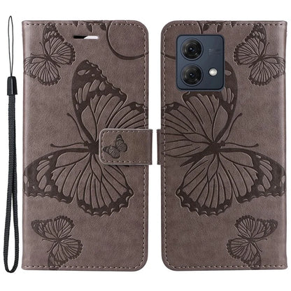 KT Imprinting Flower Series-2 For Motorola Moto G84 5G Case PU Leather Wallet Stand Butterfly Imprint Cell Phone Cover