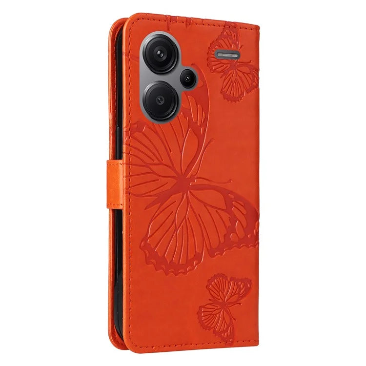 KT Imprinting Flower Series-2 For Xiaomi Redmi Note 13 Pro+ Case Butterfly Imprint Wallet Stand PU Leather Smart Phone Cover